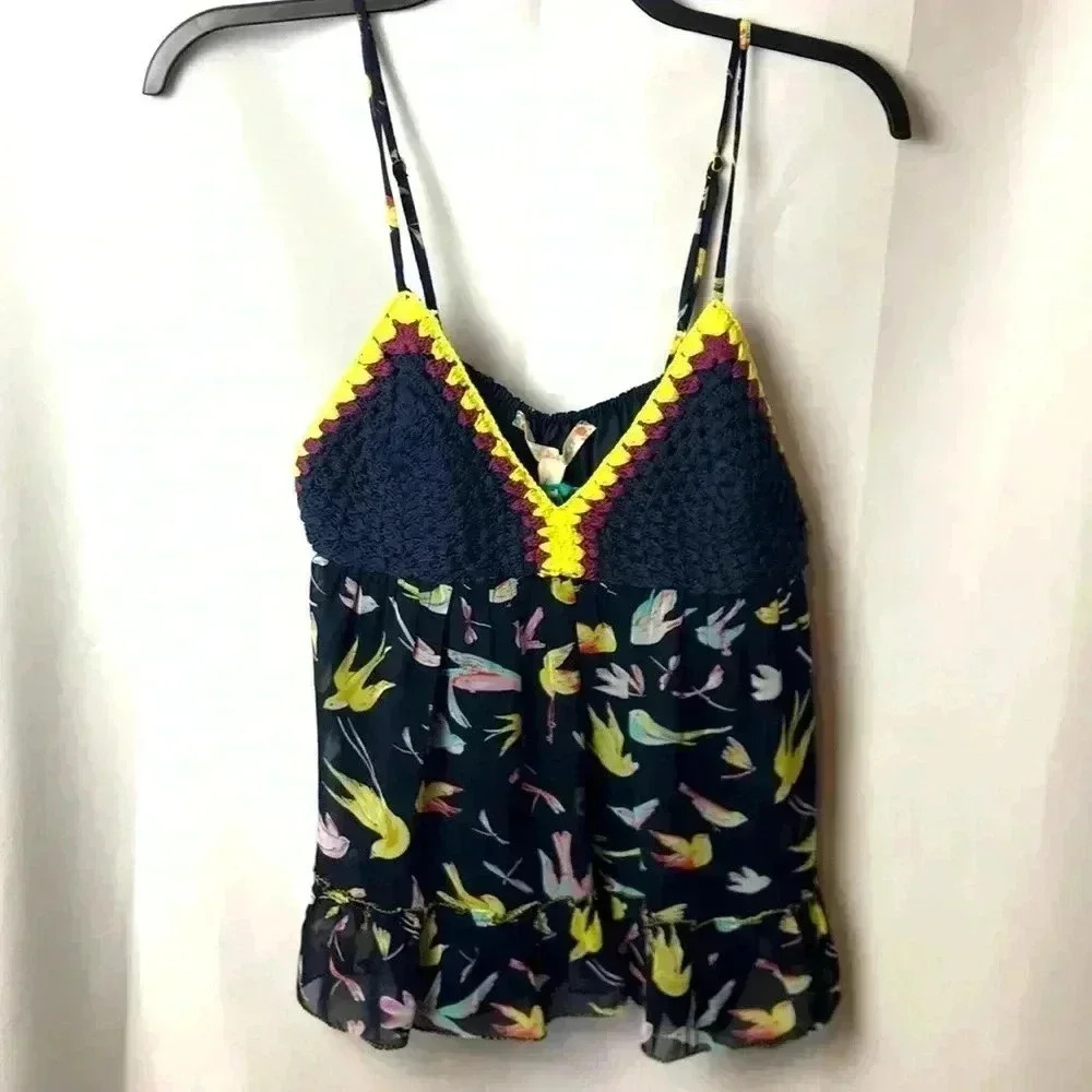CHELSEA& VIOLET WO SZ LG CROCHET BODICE SHEER‎ TOP